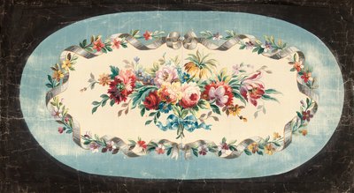 Design Aubusson pro opěradlo pohovky nebo opěradlo sedadla ze sprejů smíšených květin v páskových a květinových okrajích od French School