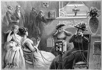 Konkurz theatroponu (divadelní konkurzy doma) v salonku velkého hotelu v Paříži v roce 1892. od French School