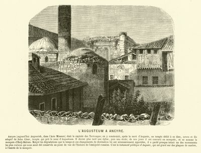 Augusteum, Augustův chrám a Řím, Ankara, Turecko (rytina) od French School