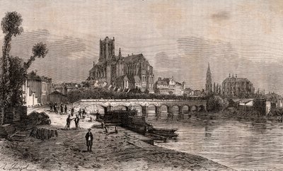 Auxerre - Bourgogne-Franche-Comte - rytina v „La France illustrée: geografie, historie, statistická správa“ od V.A. Malt-Brown. 1884 od French School
