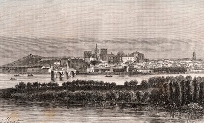 Avignon ve Vaucluse - rytina v „La France illustrée: geografie, historie, statistická správa“ od V.A. Malt-Brown. 1884 od French School