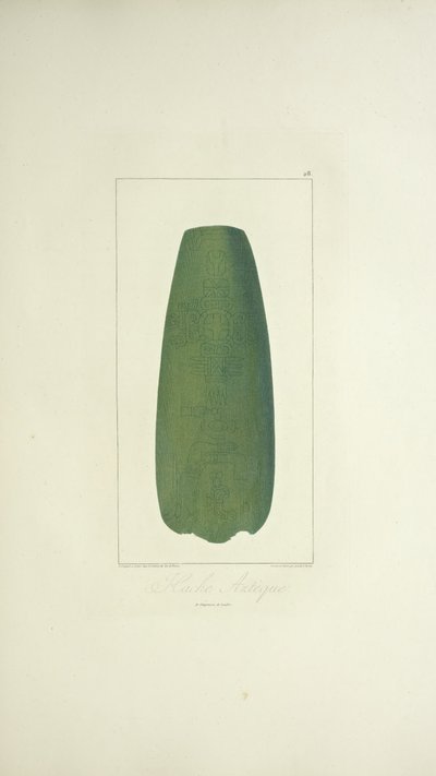 Aztécká sekera, ilustrace z „Pohledy na Kordillery a památky domorodých národů Ameriky“ od Alexandra von Humboldta a Aime Bonpland od French School