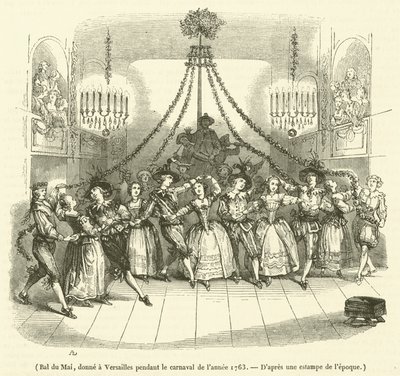 Bal du Mai, přívěsek ve Versailles le carnaval de l"annee 1763 od French School