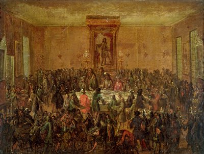 Banket pořádaný na počest Ludvíka XIV. (1638-1715) Městským sborem v Hotel-de-Ville, kolem roku 1680 od French School