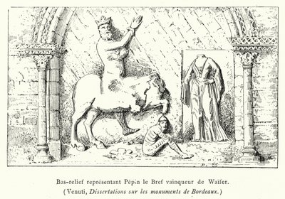 Basreliéf představující Pepina Krátkého dobyvatele Waifer (rytina) od French School