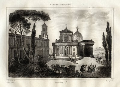 Bazilika della Santa Casa - Loreto - svatyně Lorette - Loreto - bazilika Panny Marie z Loreta - Svatá chýše v Loretu nebo Dům Nazaretu - rytina z „“Malebné Itálie““ - Historická a popisná malba Itálie““ od M. de Norvins, Ch. N od French School