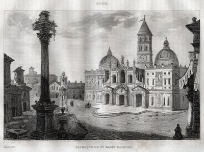 Basilica di Santa Maria Maggiore - Řím - Bazilika Santa Maria Maggiore (Bazilika Santa Maria Maggiore) Řím - rytina z “” Malebné Itálie “” - Historická a popisná malba Itálie “” od M. de Norvinse, Ch. Nodier 1834- 1836. od French School