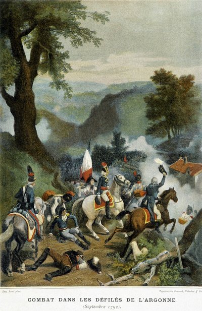Bitva v soutěskách Argonne (Ardeny, Marne a Meuse). Bylo to během tohoto tažení (1792), kdy Dumouriez vyhrál Valmyho vítězství. od French School