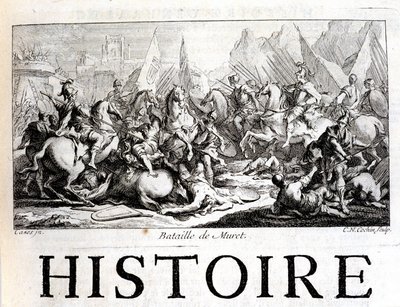 Bitva u Muretu dne 12. září 1213 – v „Obecné historii Languedocu“ od Josepha Vaissetea, Paříž od French School