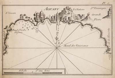 Zátoka Malaga. Přístav Alicante, z „Kompendia plánů hlavních přístavů Středozemního moře“ od Jean Allerard od French School