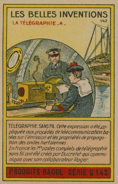 Krásná karta vynálezů, telegrafie od French School