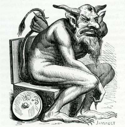 Belphegor, ilustrace z Dictionnaire Infernal od Jacquese Albina Simon Collin de Plancy, 1863 od French School