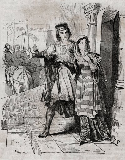 Bertrade z Montfortu (1070-1117) Francouzská královna s francouzským králem Filipem I. - - v „Histoire de France““ od Anquetila. 19. století. od French School