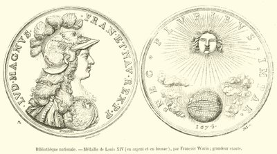 Národní knihovna, medaile Ludvíka XIV, ve stříbře a bronzu (rytina) od French School