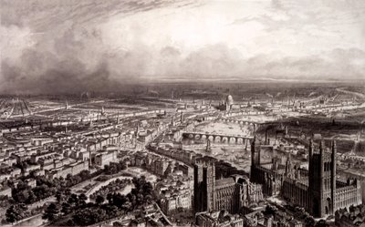 Birds Eye View of London, c.1840-55 od French School