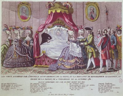 Narození velkého dauphina, Louis Joseph (1781-1789) (barevná rytina) od French School