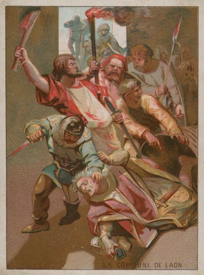 Biskup a partyzáni zabiti v Commune of Loan v roce 1112 od French School