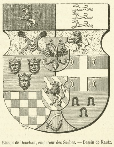 Erb Dušana, císaře Srbů (rytina) od French School