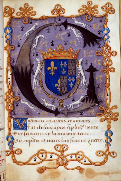 Blazon francouzské královny Claude (1499-1524), manželky Františka I. Miniatura z rukopisu ze 16. století. Chantilly, Conde Museum od French School