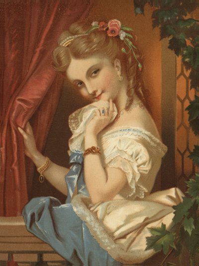 Blonďatá dívka se svůdným úsměvem (chromolit) od French School
