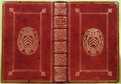Obálka knihy Tacitových letopisů s erbem Armanda-Jeana du Plessise, kardinála Richelieu (1585-1642) (červená kůže a zlato) od French School
