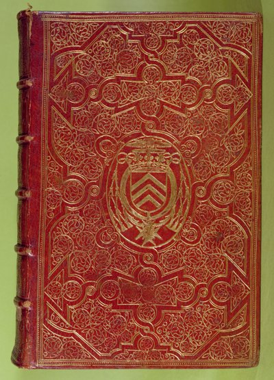Obálka knihy s erbem Armanda-Jeana du Plessise, kardinála Richelieu (1585-1642) (červená kůže a zlato) od French School