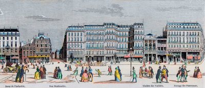 Boulevard Poissonniere a Boulevard Montmartre - bazar průmyslu - Rue Montmartre - Theatre des Varietes a pasáž des Panoramas - Rytina v „Tableau-de-Paris“ od Edmonda Texiera 1852 od French School