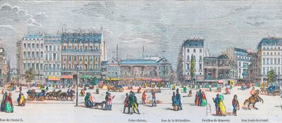 Boulevard des Italians jižní strana a Boulevard des Capucines jižní strana - rue de Choiseul - čínské lázně - rue de la Michodiere - Pavillon de Hanover - rue Louis-le-Grand - Rytina v „Tableau-de-Paris“ od Edmonda Texiera 1852 od French School