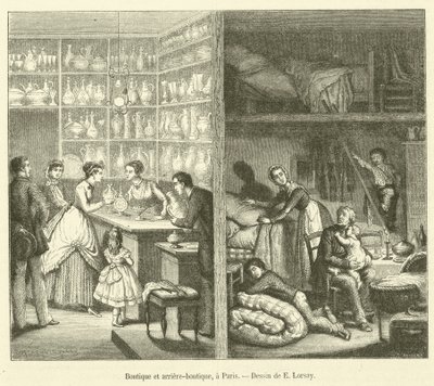 Obchod a obchod, v Paříži (rytí) od French School