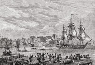 Brest v roce 1791, vyryl Le Breton, z „Histoire de la Revolution Francaise“ od Louise Blanca (1811-82) od French School