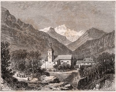 Brides-les-Bains (Brides les Bains) - Savoie - rytina v „France illustree: geografie, historie, statistická správa“ od V.A. Sladově hnědá. 1884 od French School