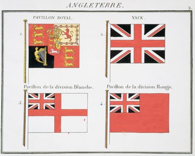 Britské námořní vlajky, z francouzské knihy vlajek, c.1819 od French School