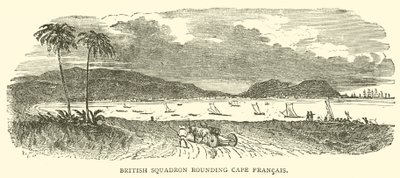 Britská eskadra kolem Cape Francais (rytina) od French School