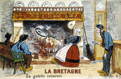 Bretaň: galette se vrátila do chiminee (crepes) - pohlednice, deb. XX. století od French School