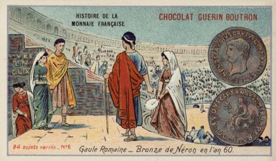 Bronzová mince Nera, římská Galie, 60 (chromolitho) od French School