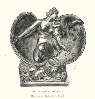 Bronz zobrazující Zrození Venuše, od Le Mosca (rytina) od French School