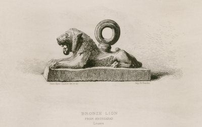 Bronzový lev, z Khorsabad, Louvre (rytina) od French School