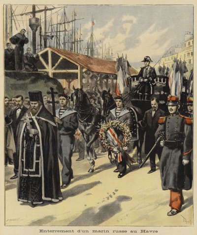 Pohřeb ruského námořníka v Le Havre, Francie, 1897 od French School