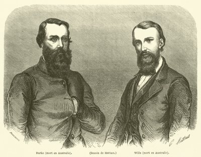 Burke, Wills, zemřel v Austrálii (rytina) od French School