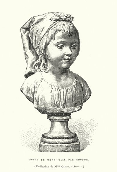 Busta mladé dívky, francouzský sochař Jean-Antoine Houdon, konec 18. nebo začátek 19. století (rytina) od French School