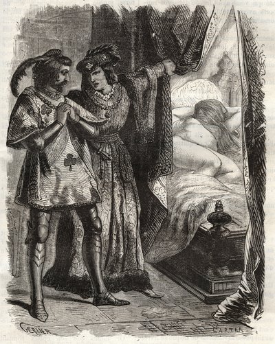 Zvednutím dveří ukázal manželovi jeho vlastní ženu ležící nahou. Ludvík I. z Valois vévoda z Orleansu (1372-1407) přiměl Raoula d