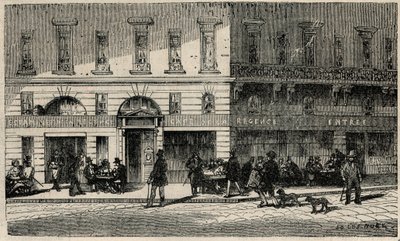 Cafe de la Regence na Place du Palais-Royal v Paříži v 19. století – rytina v „Tableau-de-Paris“ od Edmonda Texiera 1852 od French School