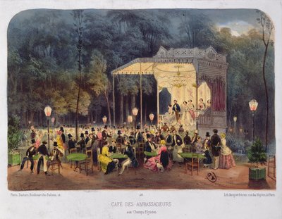 Cafe des Ambassadeurs, Champs-Elysees, kolem roku 1850 od French School