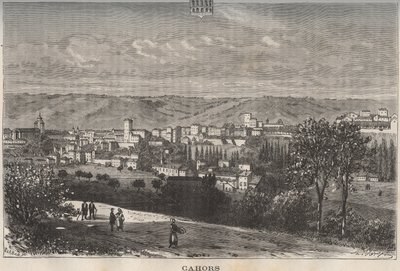 Cahors - Lot - Midi-Pyrenees - rytina v „La France illustrée: geografie, historie, statistická správa“ od V.A. Malt-Brown. 1884 od French School