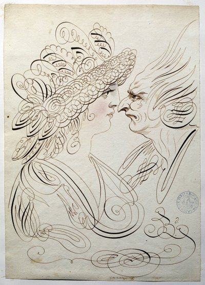 Kaligrafie: Profilové portréty kolem roku 1780 od Bernarda de Paris. od French School