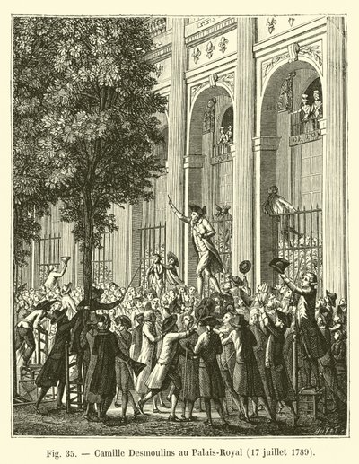 Camille Desmoulins v Palais-Royal, 17. července 1789 od French School