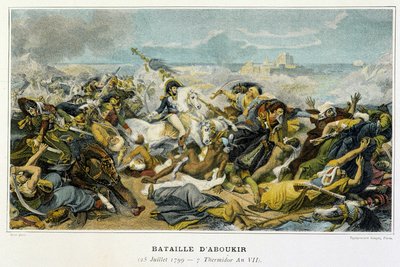 Tažení (expedice) Egypta (1798-1801): Joachim Murat (1767-1815) během bitvy u Aboukiru dne 25. července 1799, během níž Bonaparte zavrhl Turky na moře. od French School