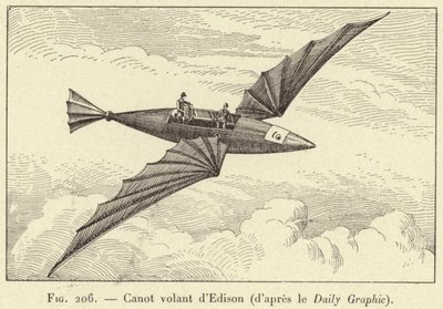 Edisonova létající kánoe (z Daily Graphic) (rytina) od French School