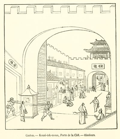 Kanton, Kouai-lak-moun, Brána města, Birdcatchers (rytina) od French School