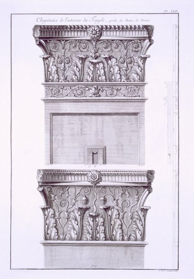 Hlavní města z chrámu poblíž římských lázní, Nimes. od French School